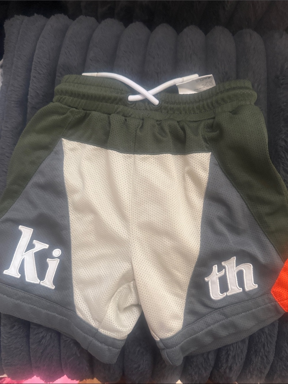 Kith Green, Gray & Cream Mesh Kids Shorts